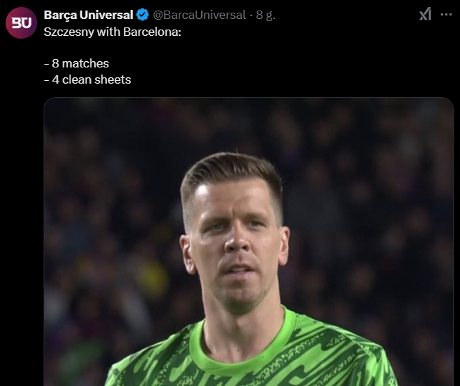 Wojciech Szczęsny po 8 MECZACH w Barcelonie ma na koncie... O.o